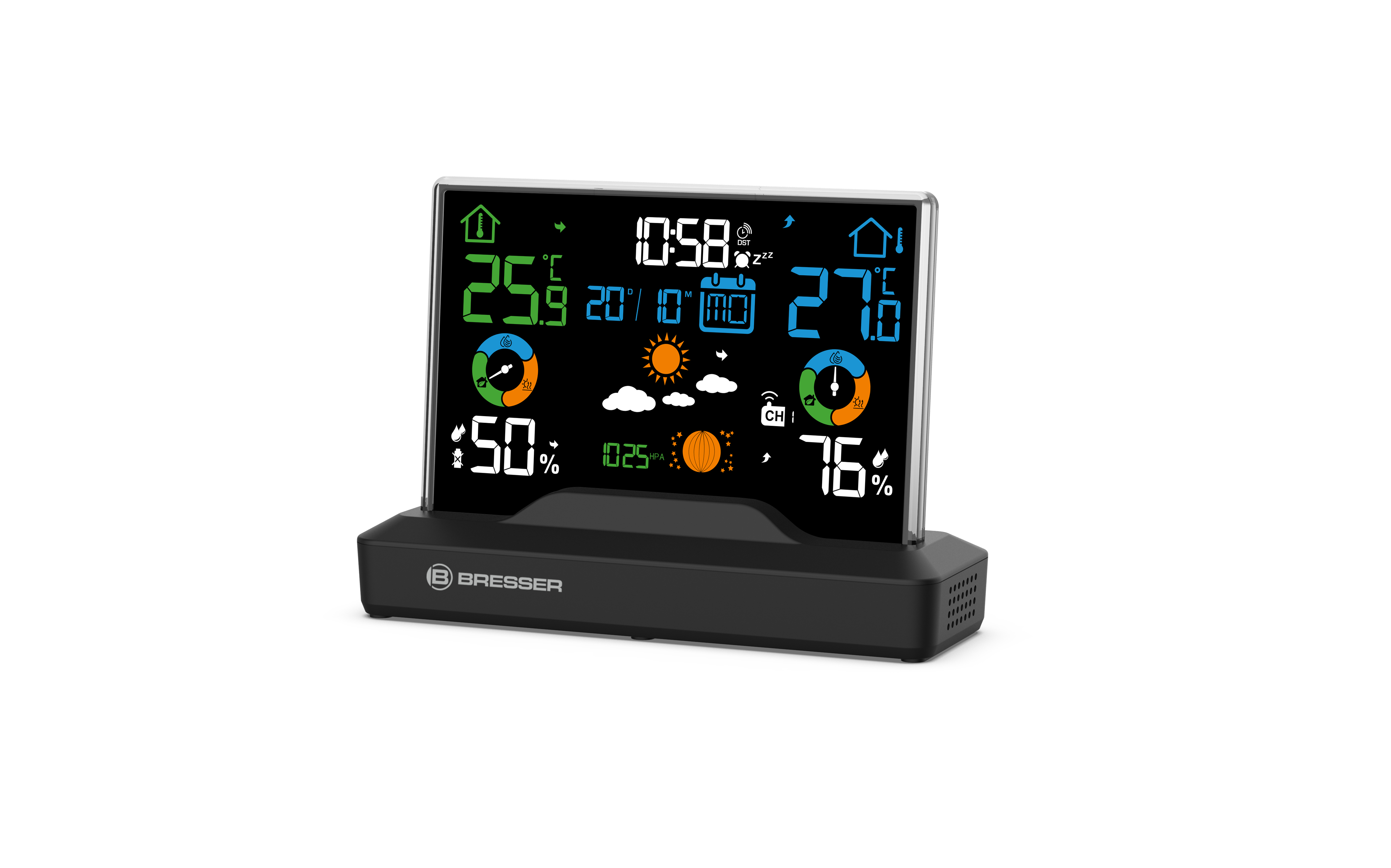 BRESSER Radio-Controlled Colour Weather Station with Frameless Display