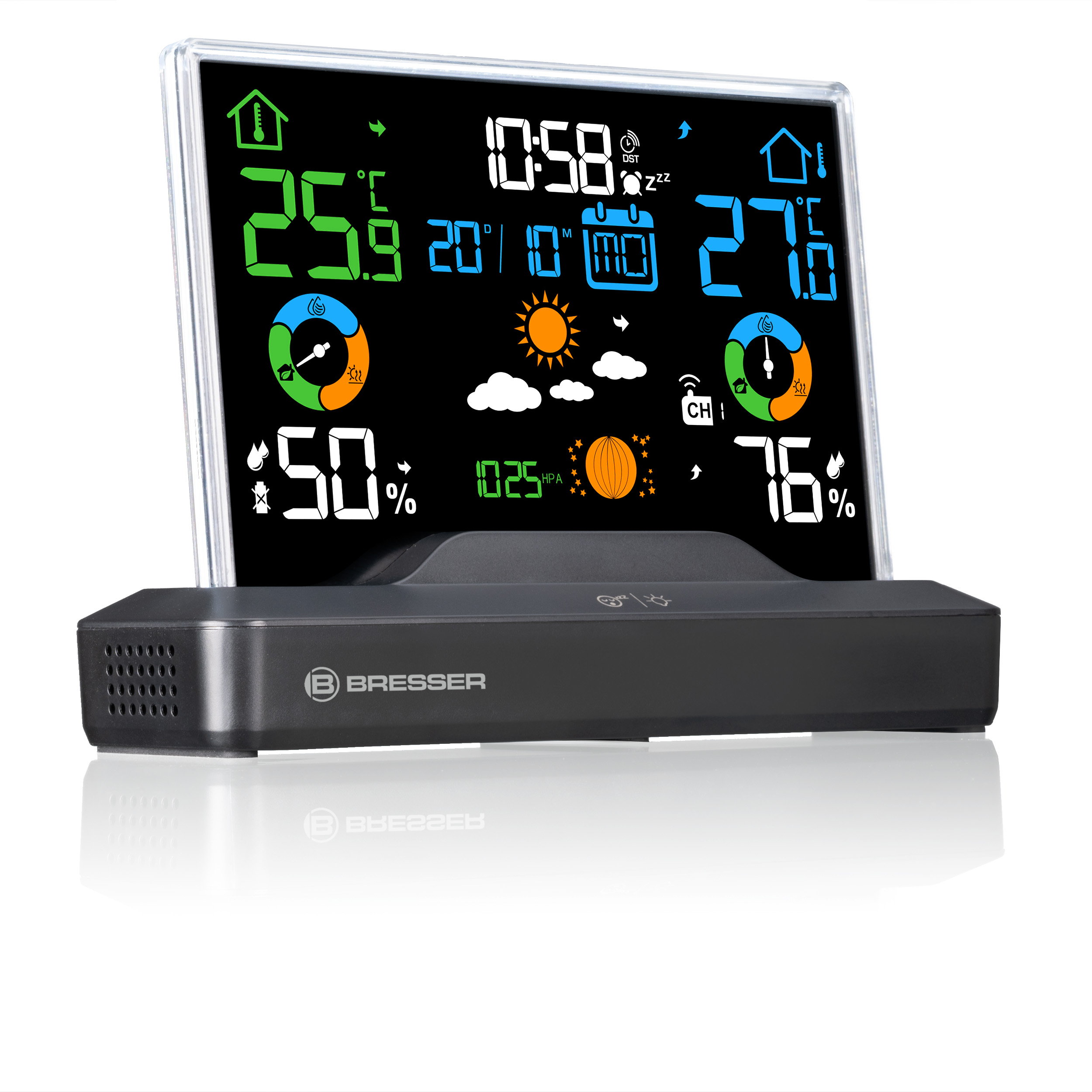 BRESSER Radio-Controlled Colour Weather Station with Frameless Display