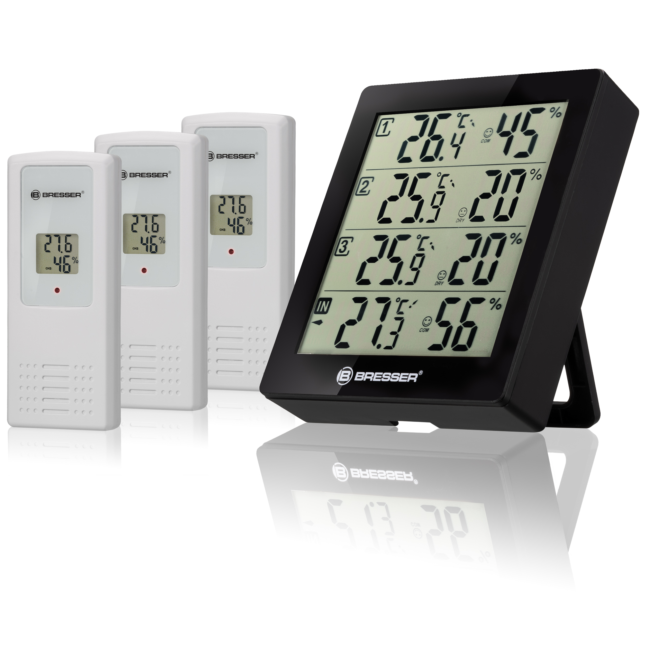 BRESSER ClimaTrend Hygro Quadro - Thermo- und Hygrometer mit 4 unabhängigen Messdaten (Refurbished)