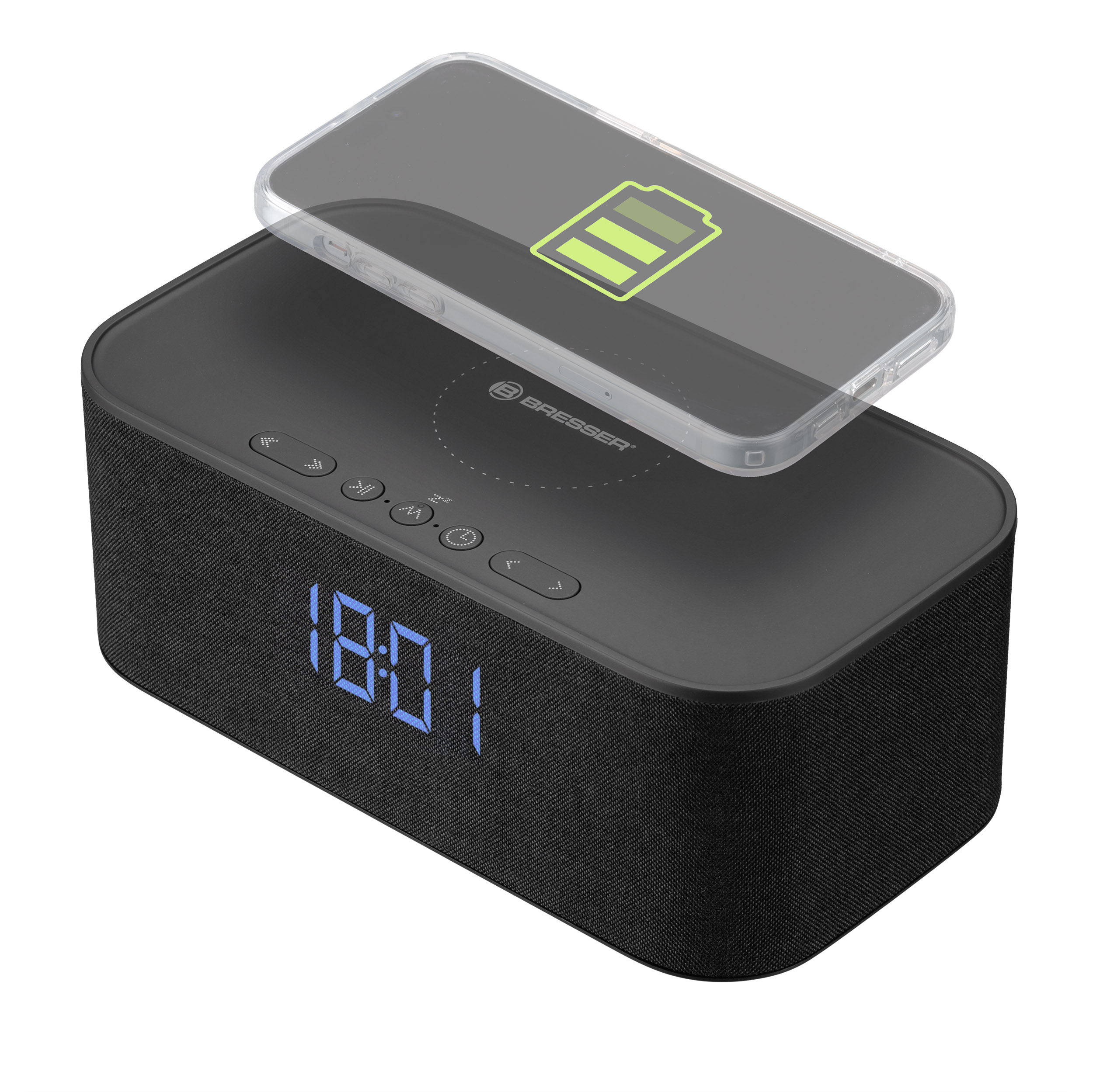 BRESSER Bluetooth speaker with alarm clock and wireless charging function (Refurbished)