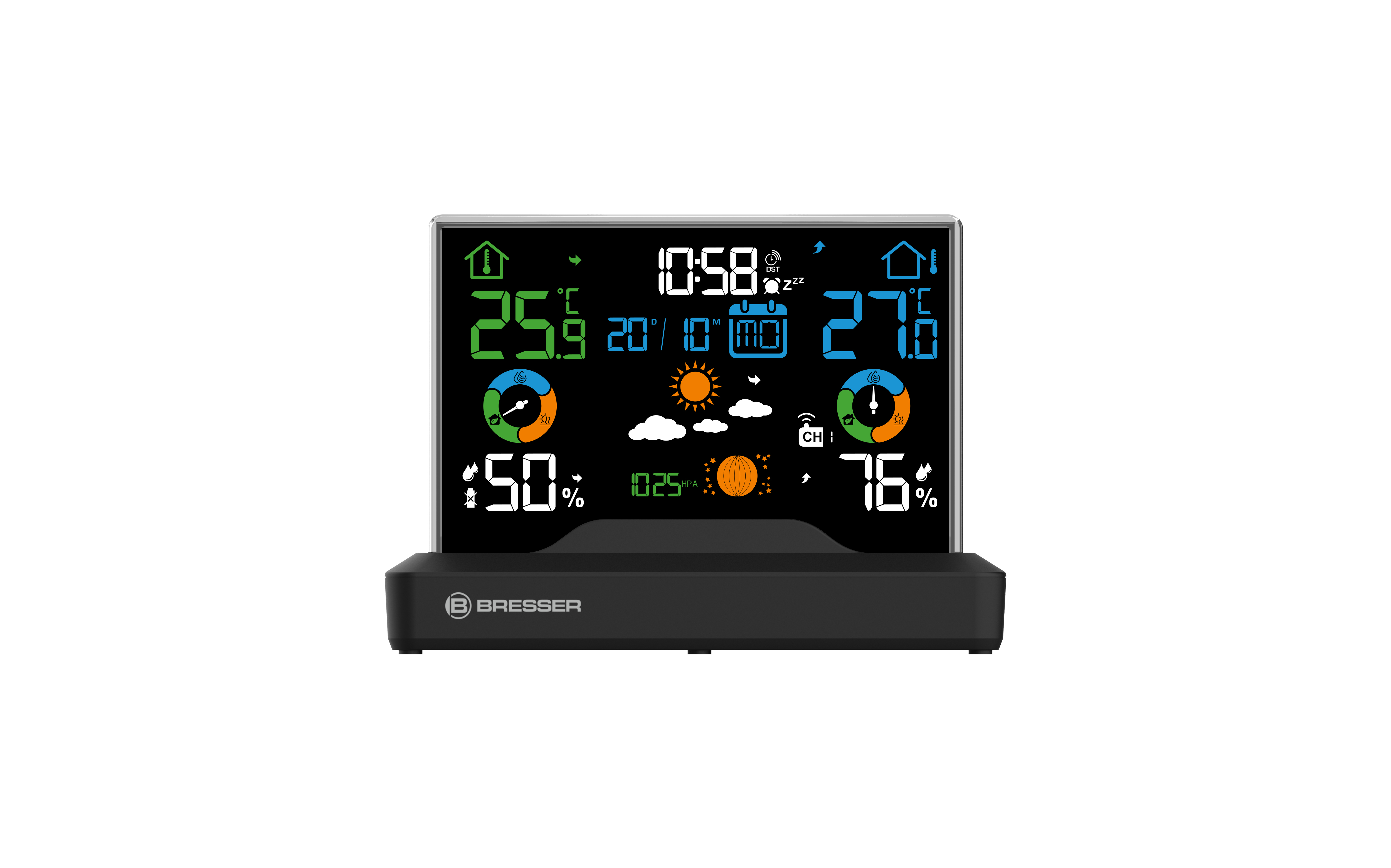 BRESSER Radio-Controlled Colour Weather Station with Frameless Display