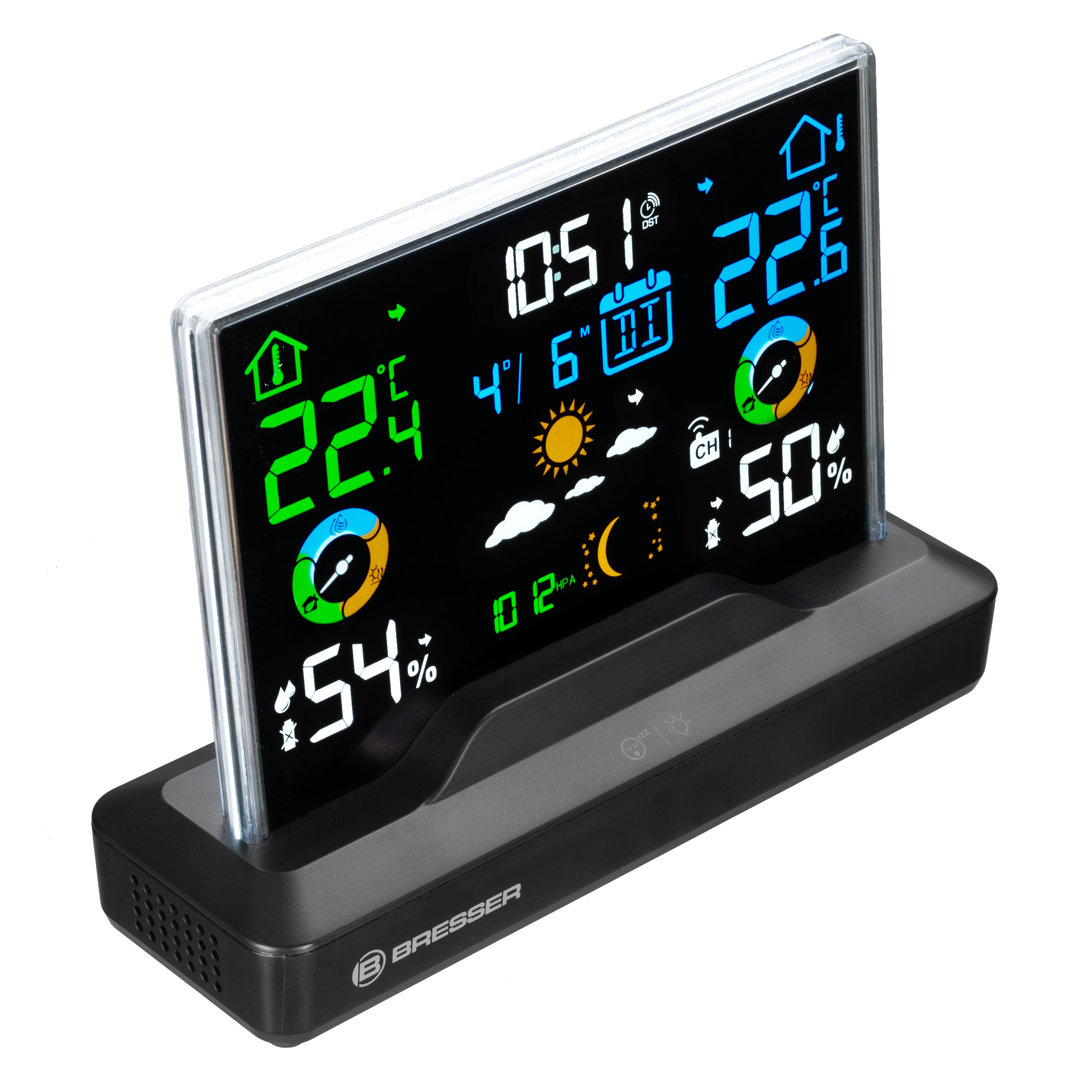 BRESSER Radio-Controlled Colour Weather Station with Frameless Display