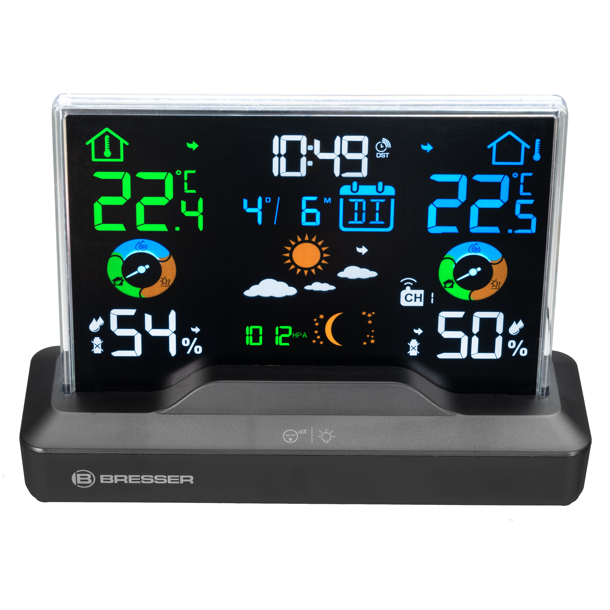 BRESSER Radio-Controlled Colour Weather Station with Frameless Display