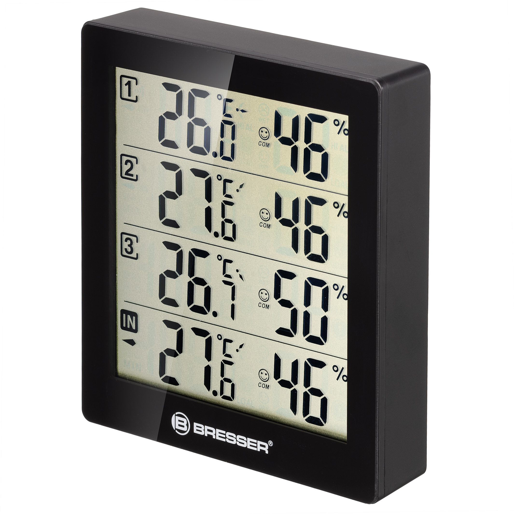 BRESSER Thermo-Hygrometer Quadro with 4 Independent Measuring Details