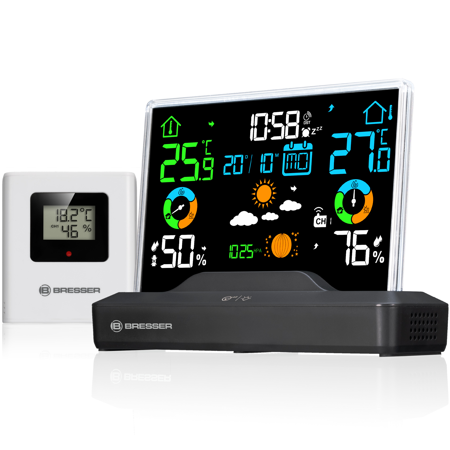 BRESSER Radio-Controlled Colour Weather Station with Frameless Display