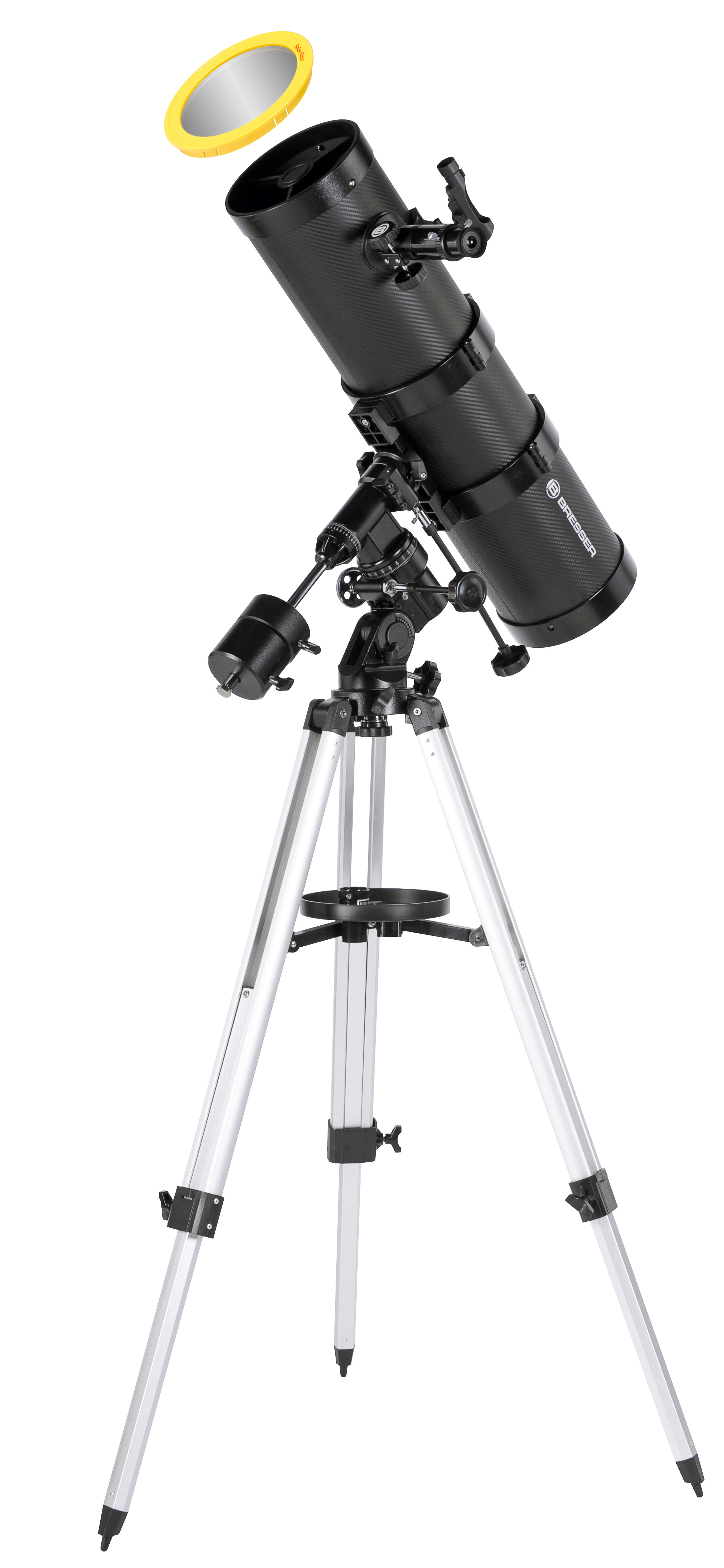 BRESSER Pollux-II 150/1400 EQ3 Reflector Telescope with Smartphone Adapter & Solar Filter (Refurbished)